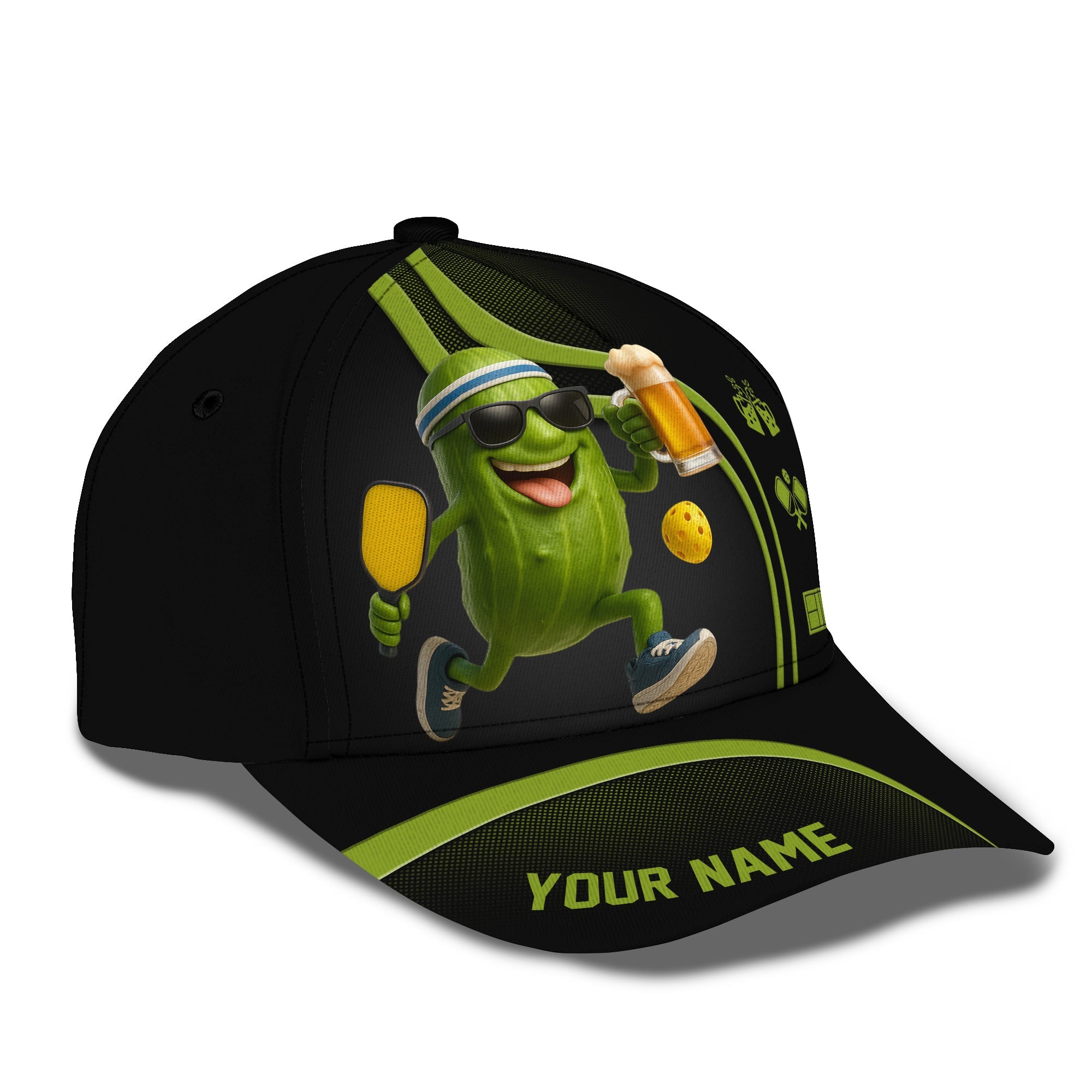 Funny Pickleball Beer Hat, Custom Name Pickleball Cap For Men, Cool Gift For Pickleball Lovers And Beer