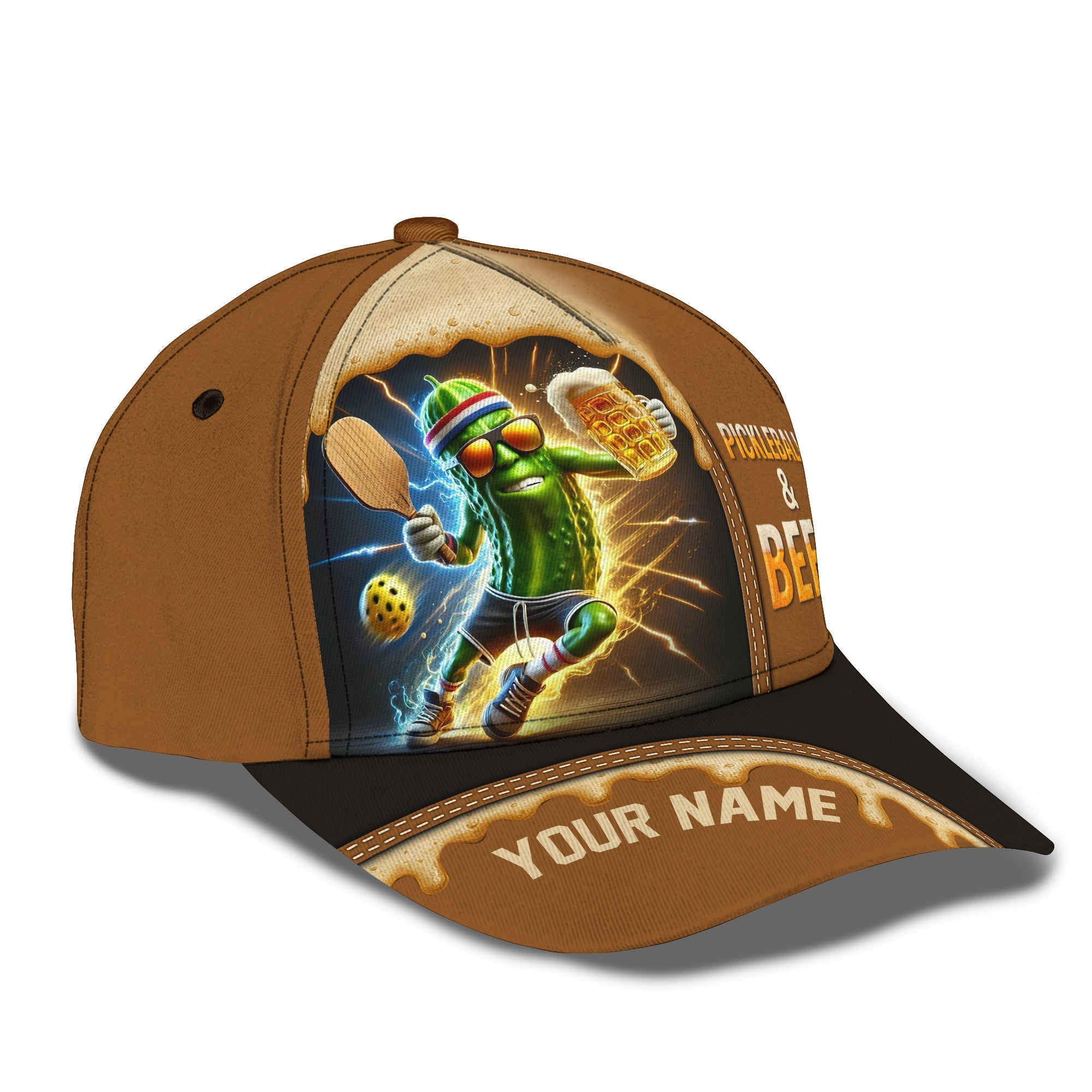 Custom Name Funny Pickleball Cap For Beer Lovers, Pickleball And Beer Hat, Gift For Pickleball Players