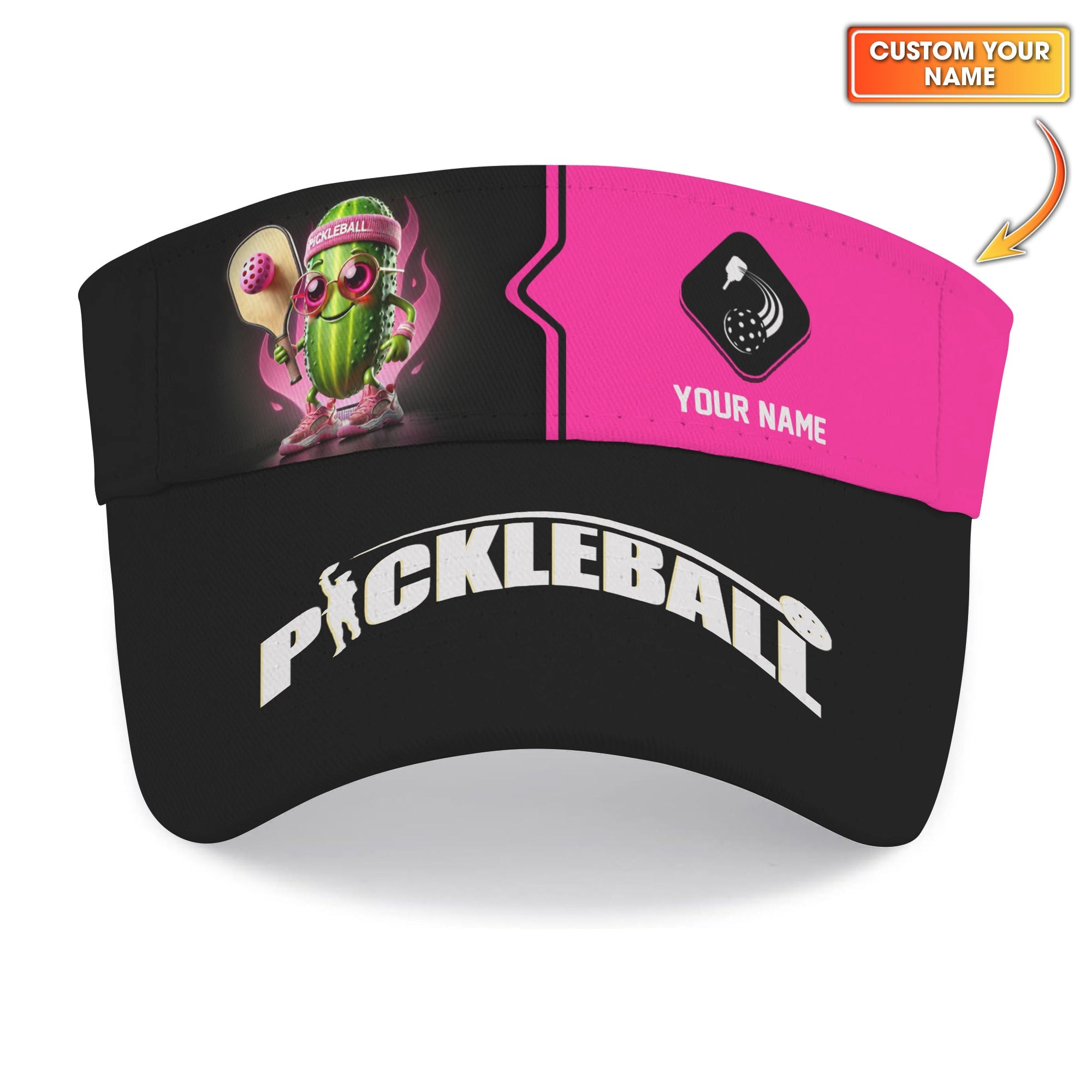 Pink Love Pickleball Funny Custom Name Visor Hat, Funny Pickleball Hat, Gifts For Pickleball Players