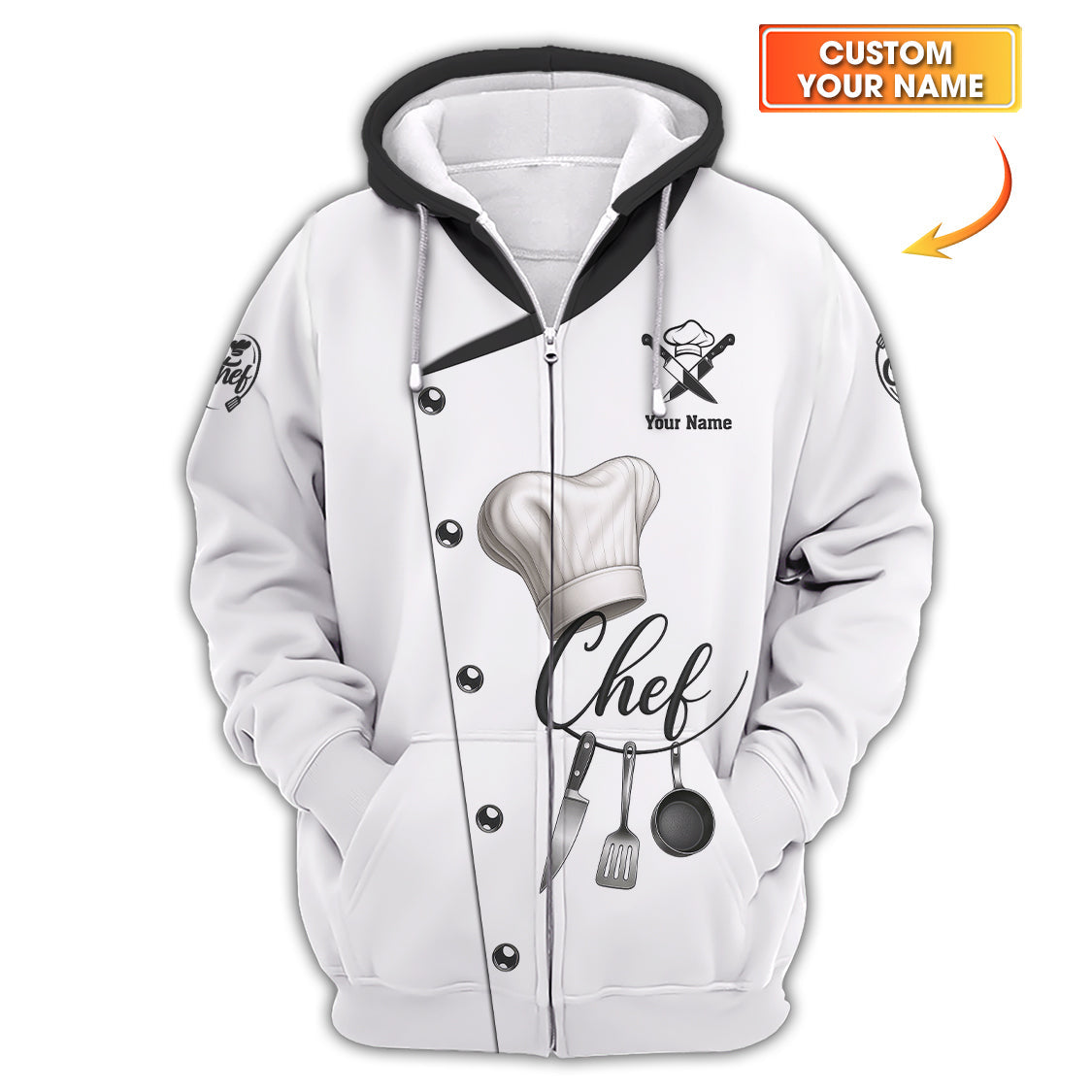Custom Name Chef Uniform, Personalized Chef Shirt With Kitchen Tool, Gift For Cooking Lover