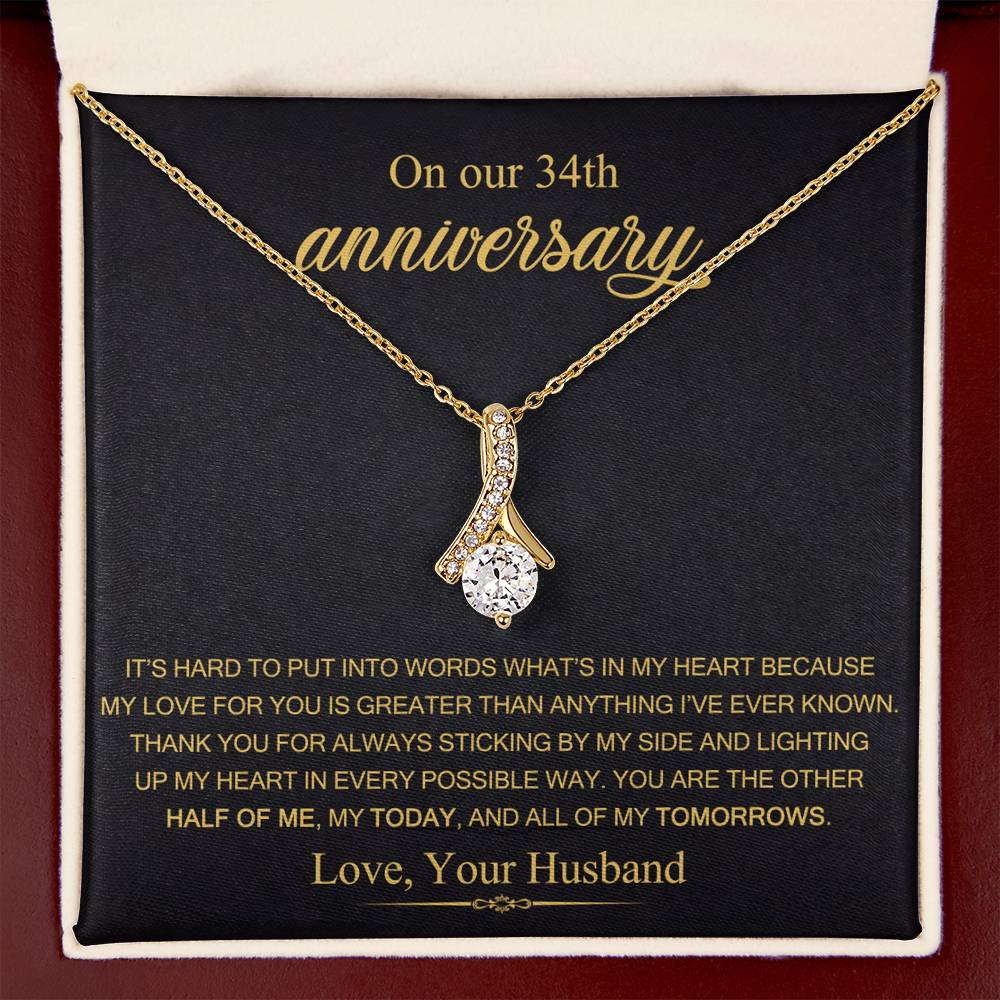 34th wedding anniversary necklace for her 34 years married gift for wife