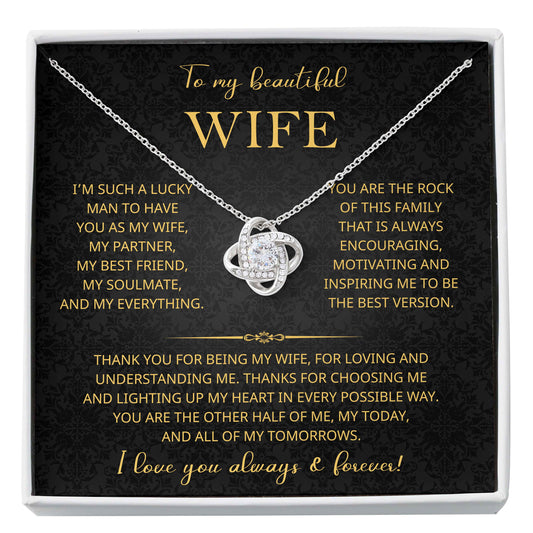 to my beautiful wife love knot necklace gift for wife jewelry valentines day gift for wife from husband to wife gift