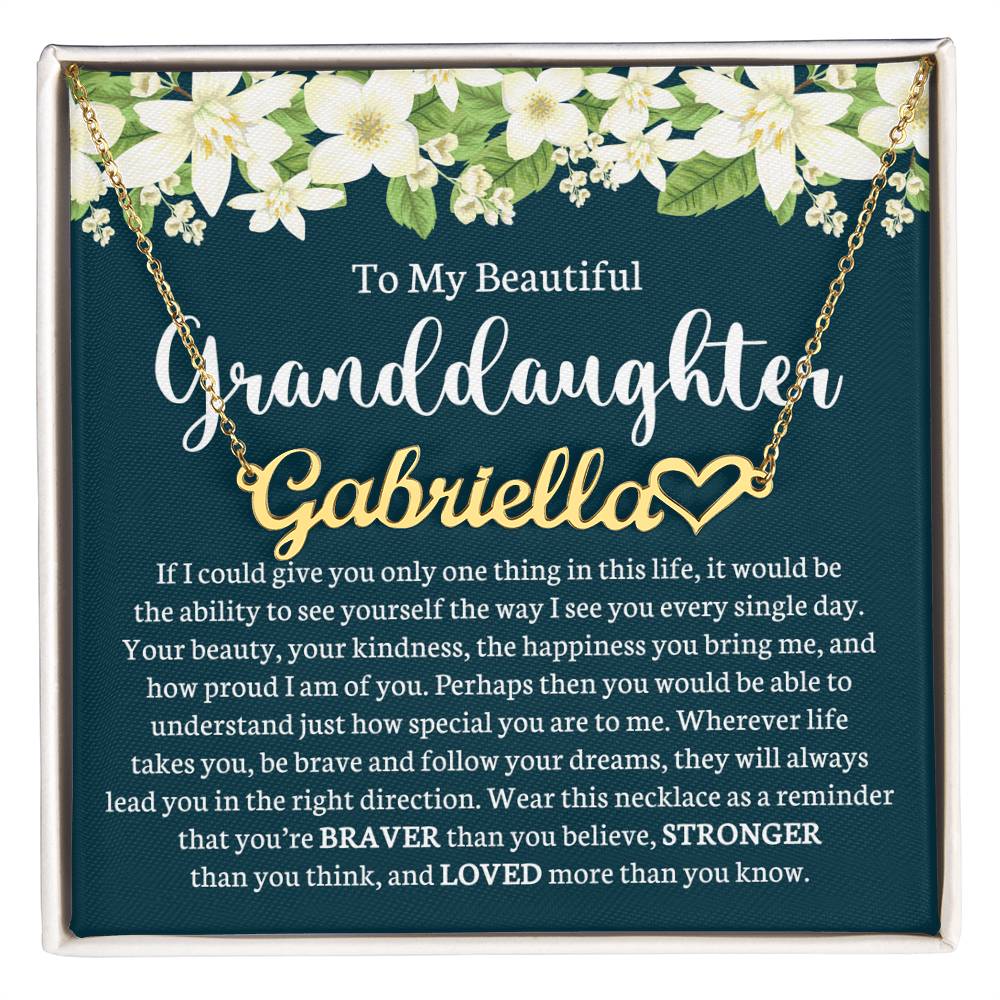 to my beautiful granddaughter personalized name necklace with heart custom gift for granddaughter