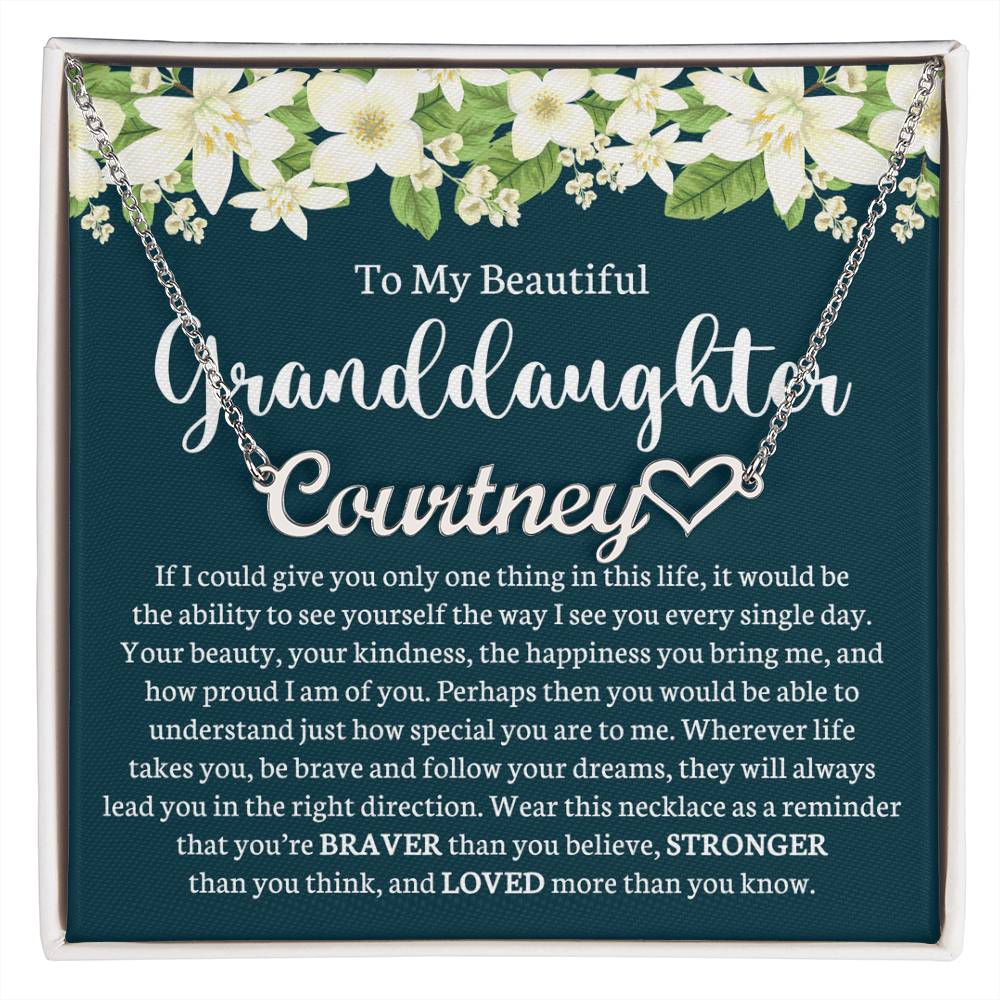 to my beautiful granddaughter custom name necklace gift for granddaughter